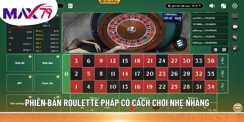 Phiên bản Roulette Pháp có cách chơi nhẹ nhàng